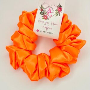 Bright Orange Silk Scrunchie